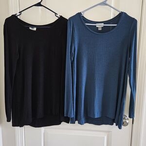 Old Navy women's small petite swing tees, long sleeve, black and teal bu…